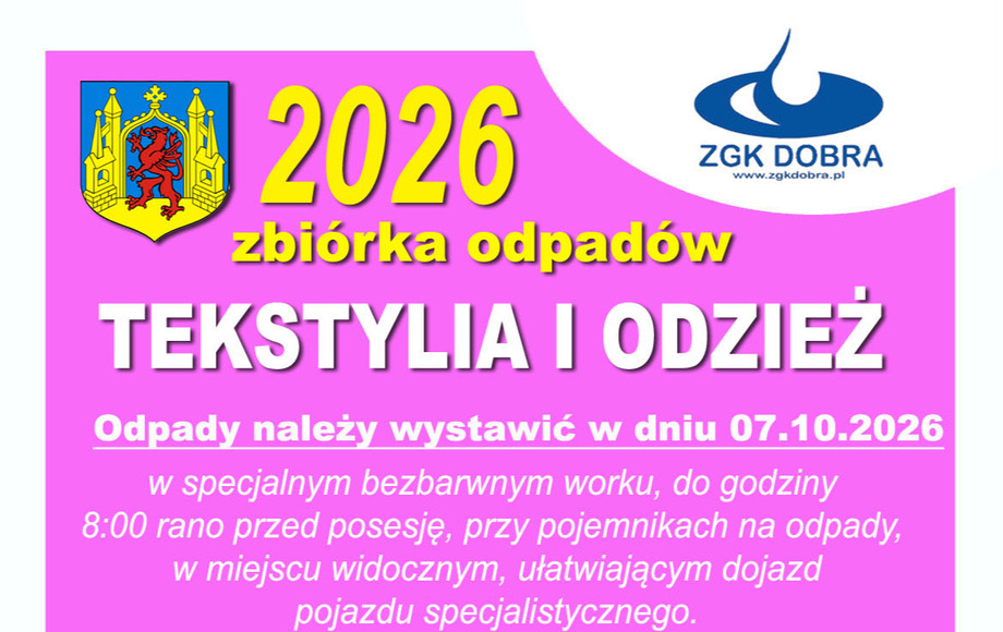 Zbiórka odpadów tesktylia i odzież w Dobra